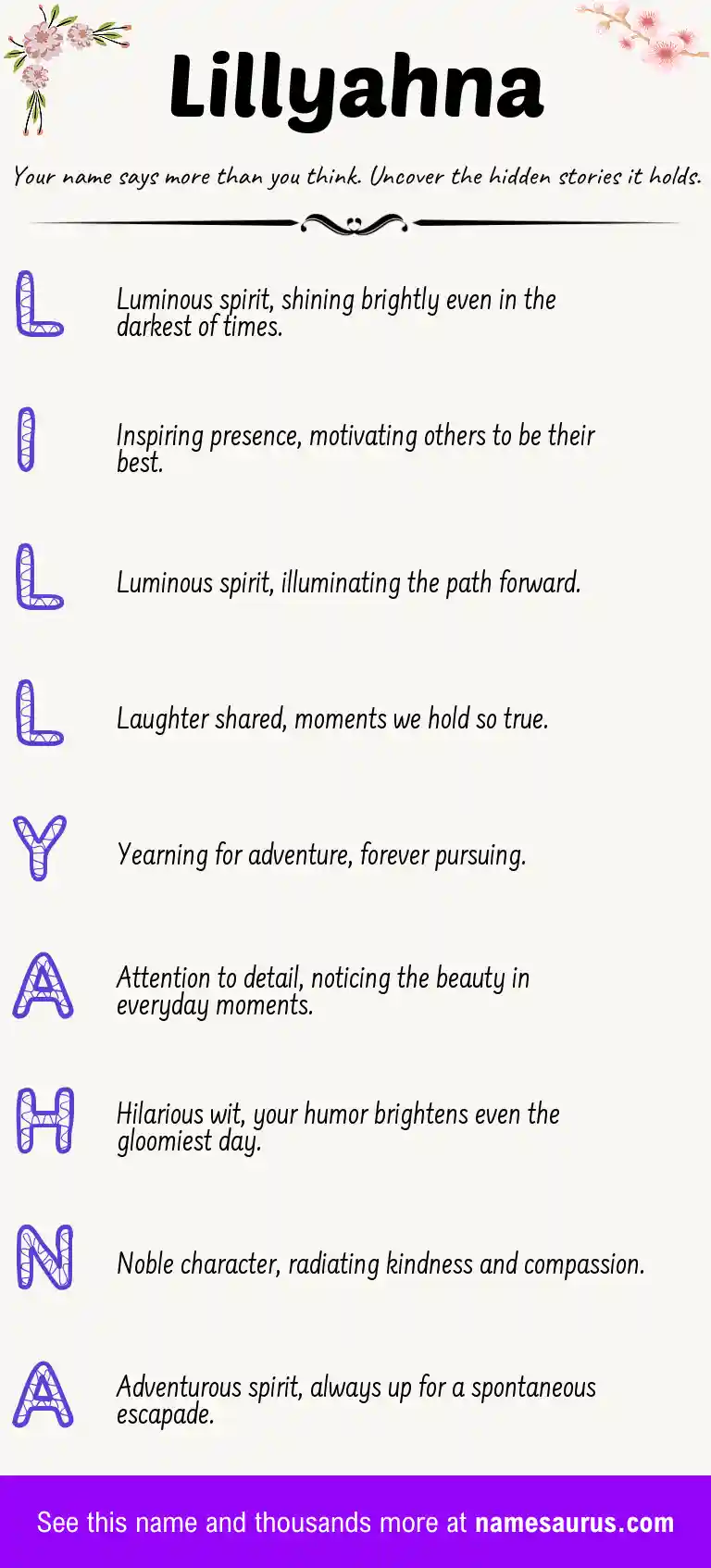 Acrostic poem about Lillyahna.