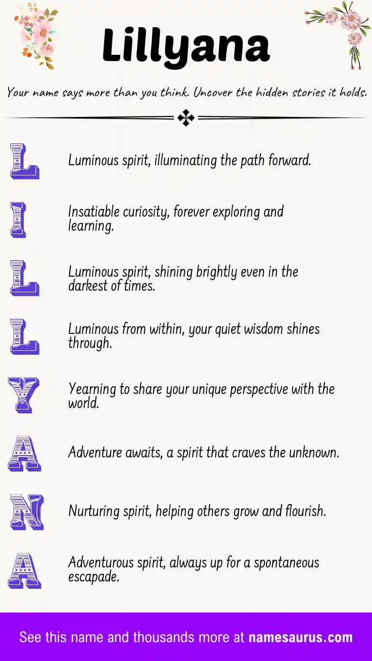 Acrostic poem about Lillyana.