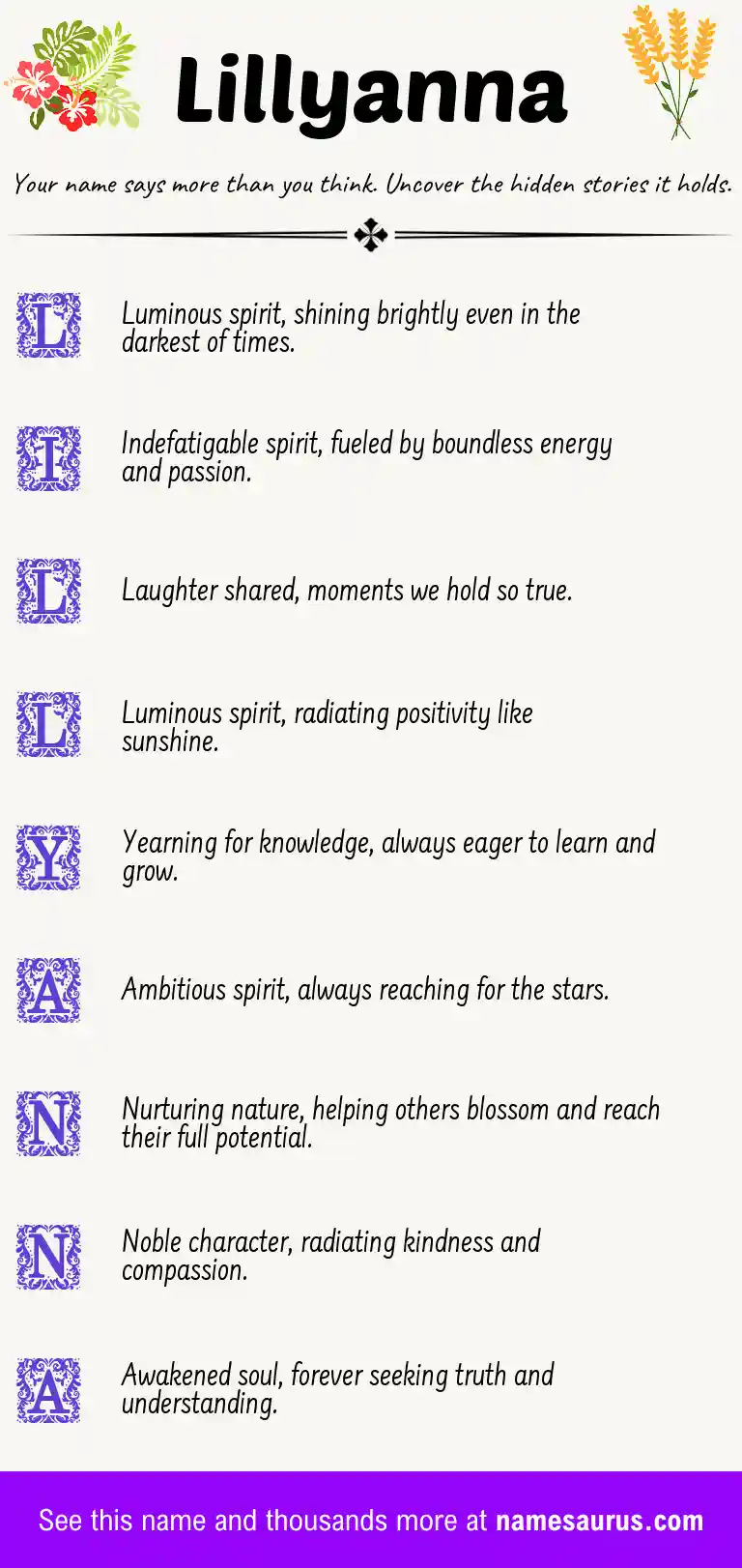Acrostic poem about Lillyanna.