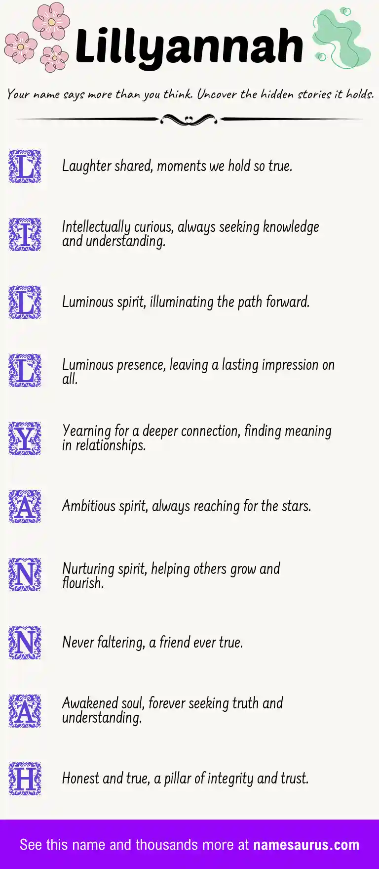 Acrostic poem about Lillyannah.