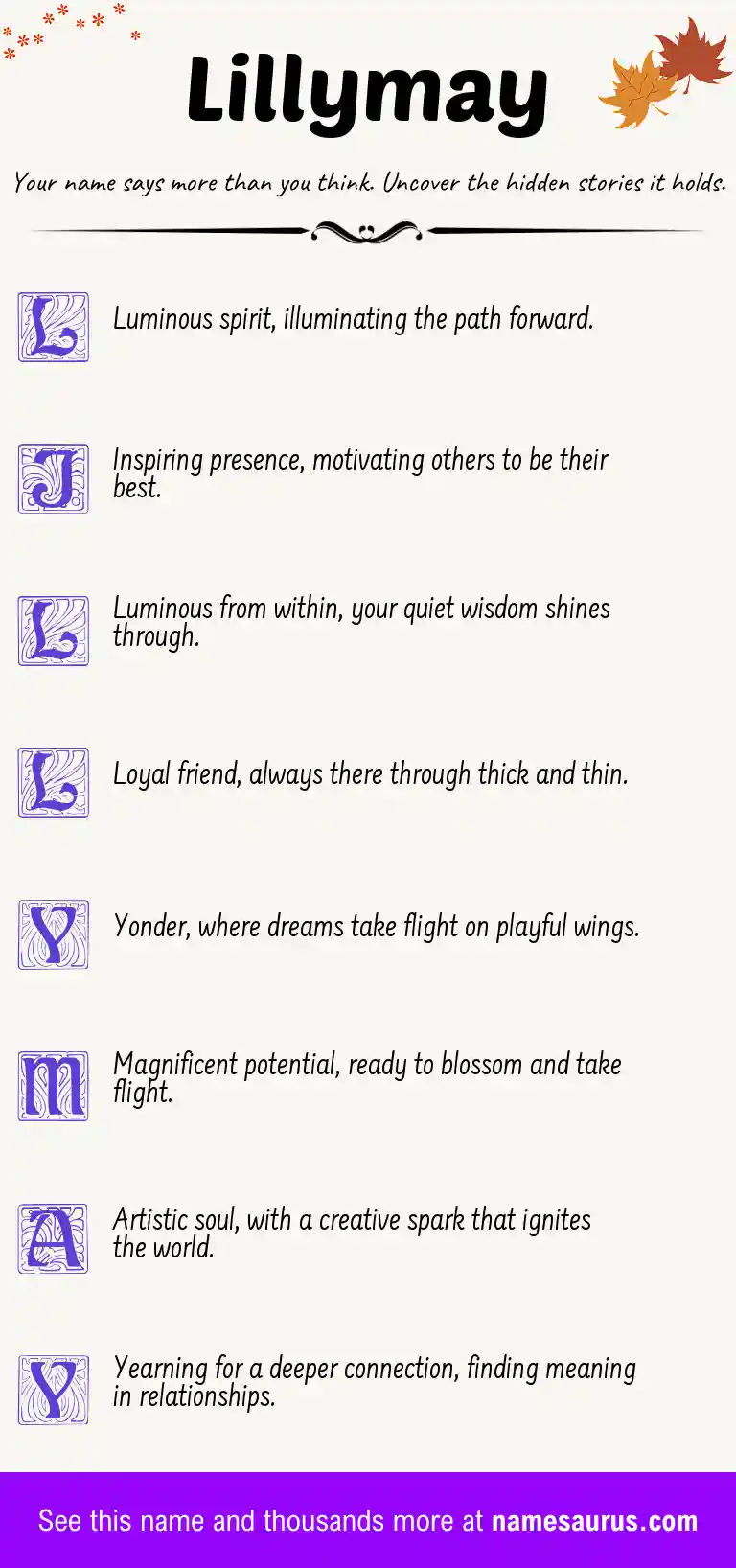 Acrostic poem about Lillymay.