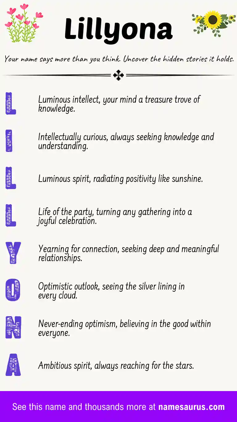 Acrostic poem about Lillyona.