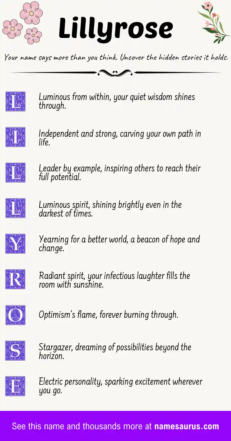 Acrostic poem about Lillyrose.