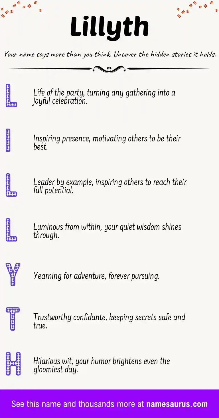 Acrostic poem about Lillyth.