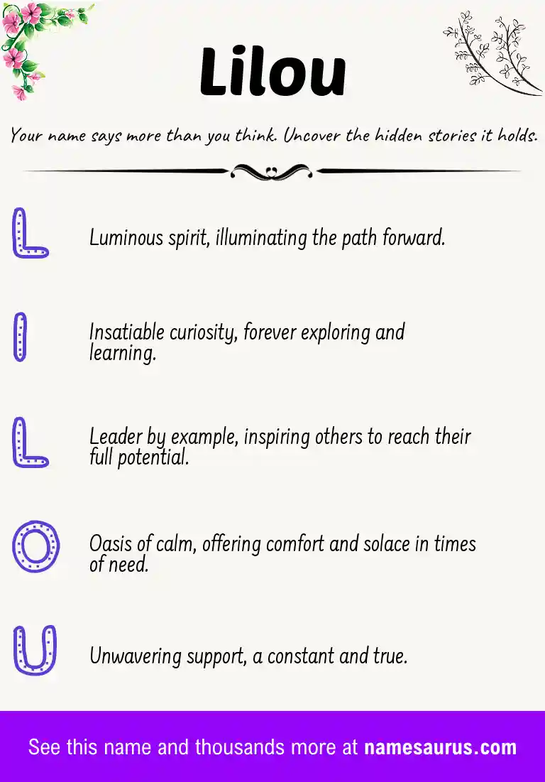 Acrostic poem about Lilou.