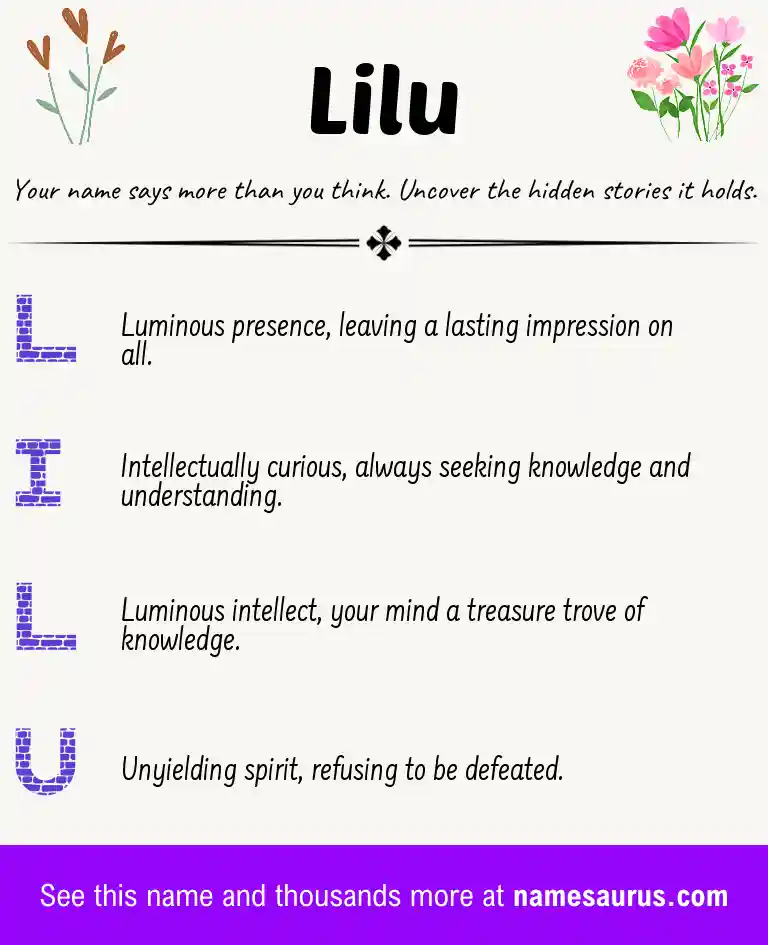 Acrostic poem about Lilu.