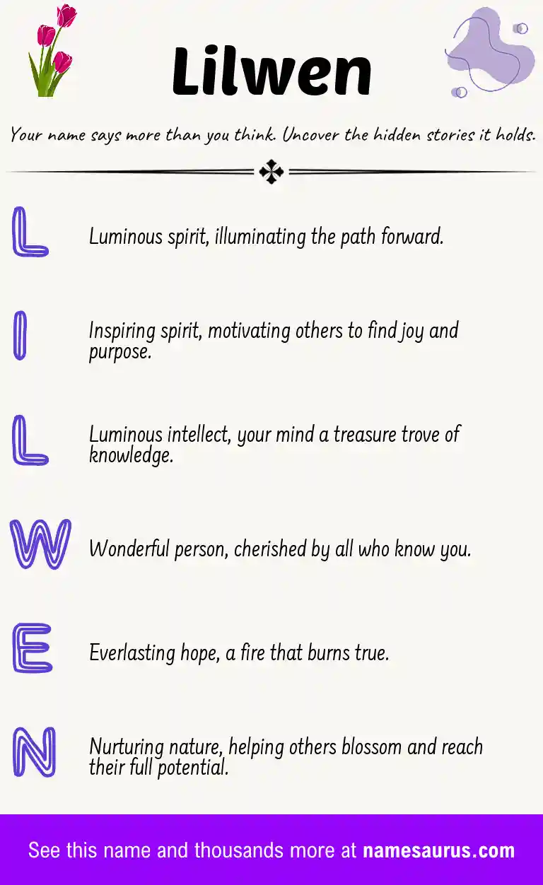 Acrostic poem about Lilwen.
