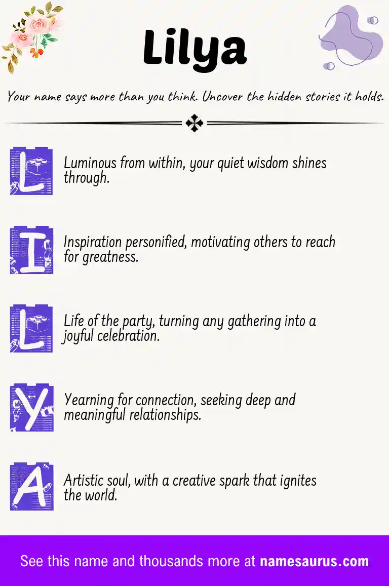 Acrostic poem about Lilya.