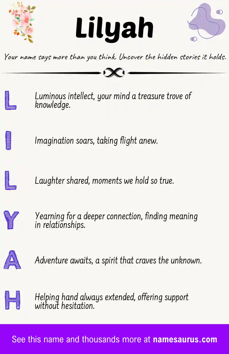 Acrostic poem about Lilyah.