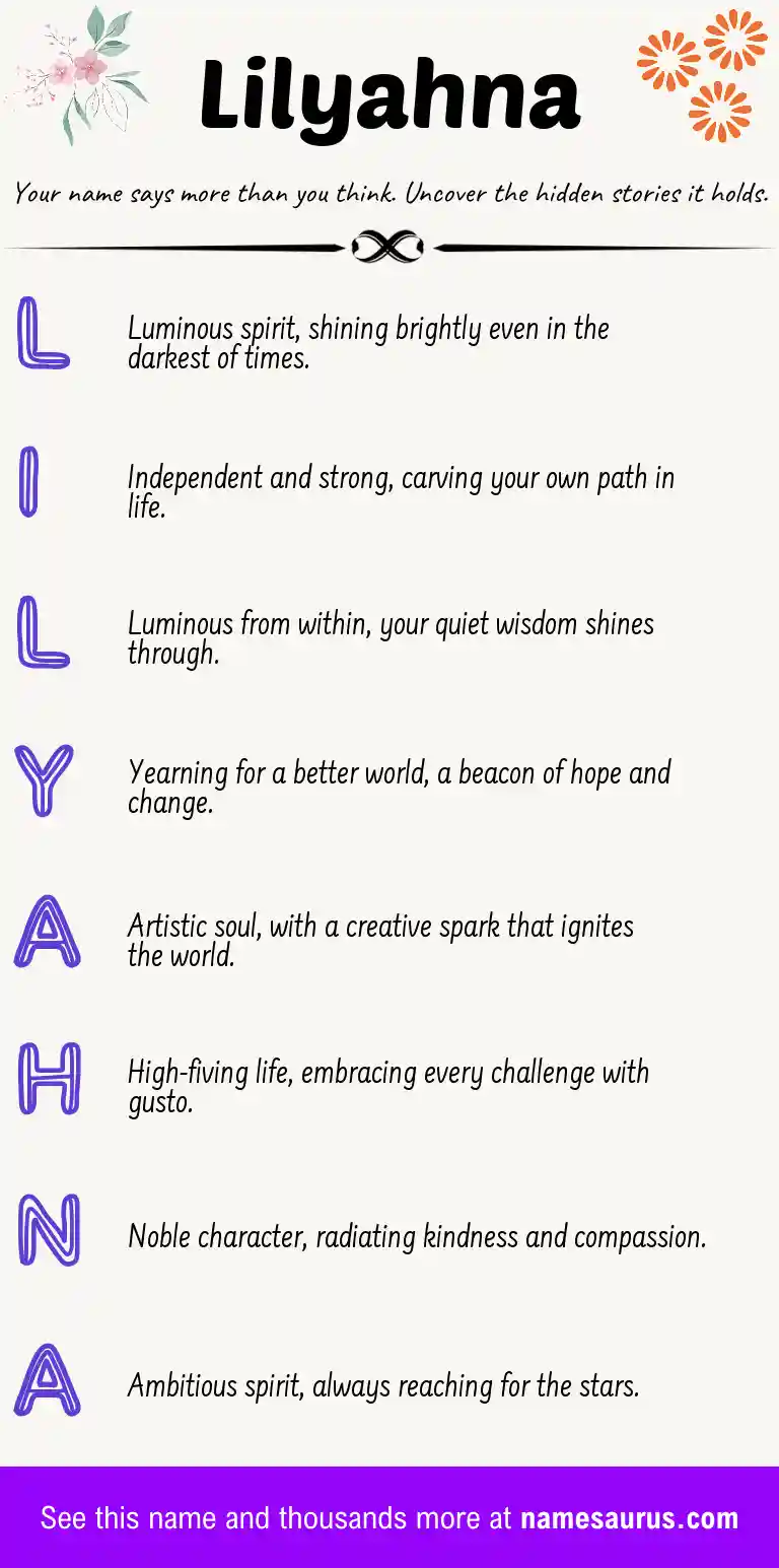 Acrostic poem about Lilyahna.