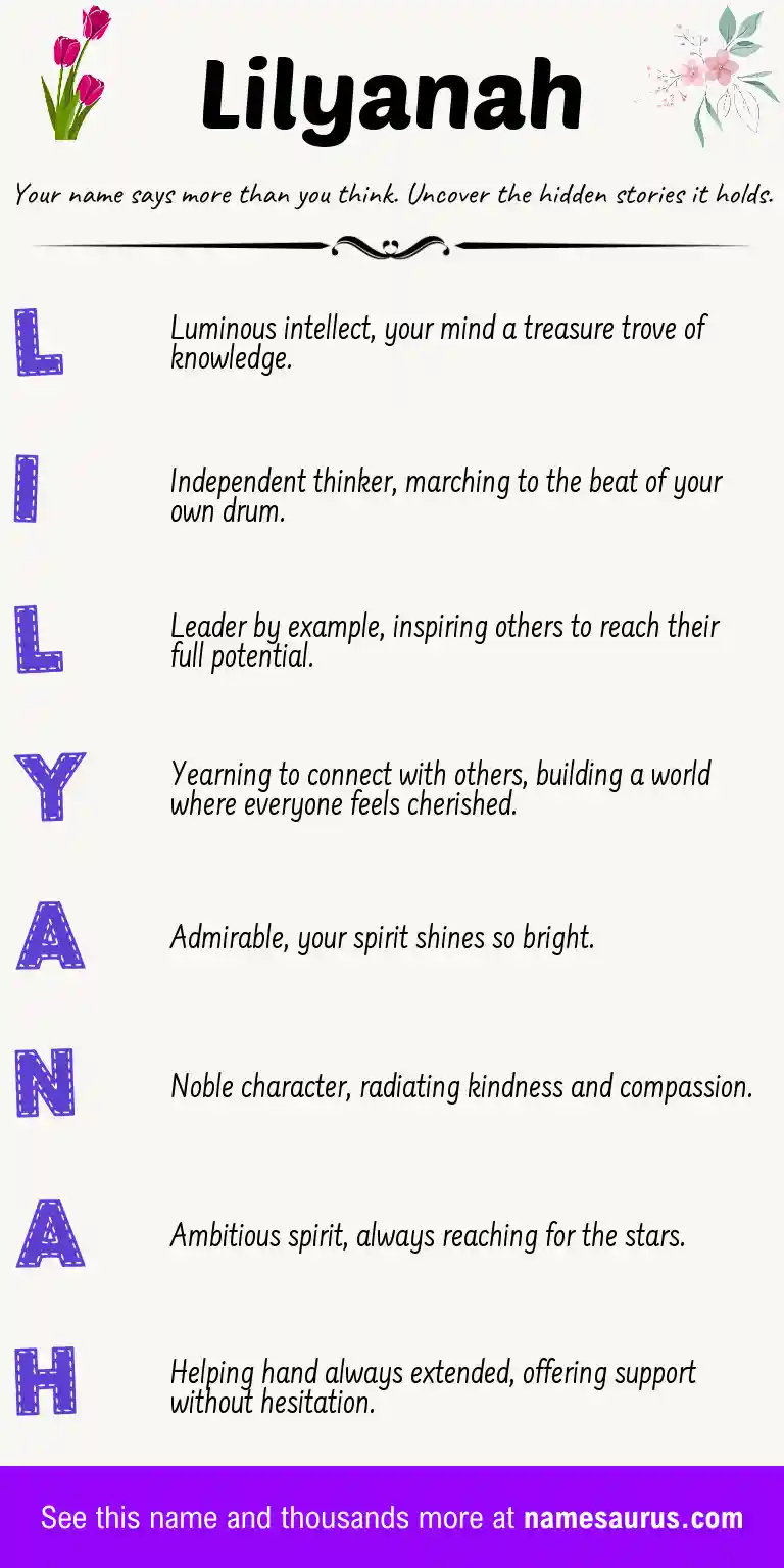 Acrostic poem about Lilyanah.