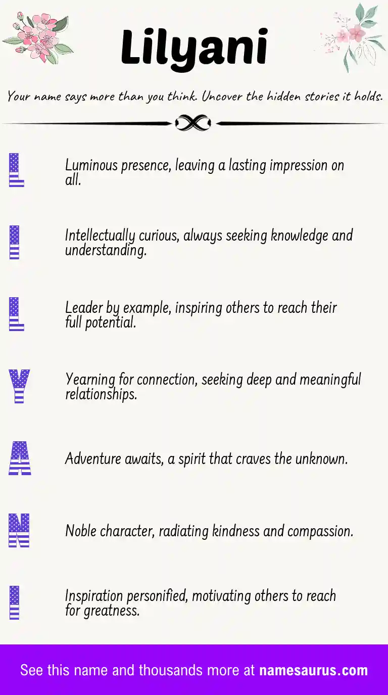 Acrostic poem about Lilyani.