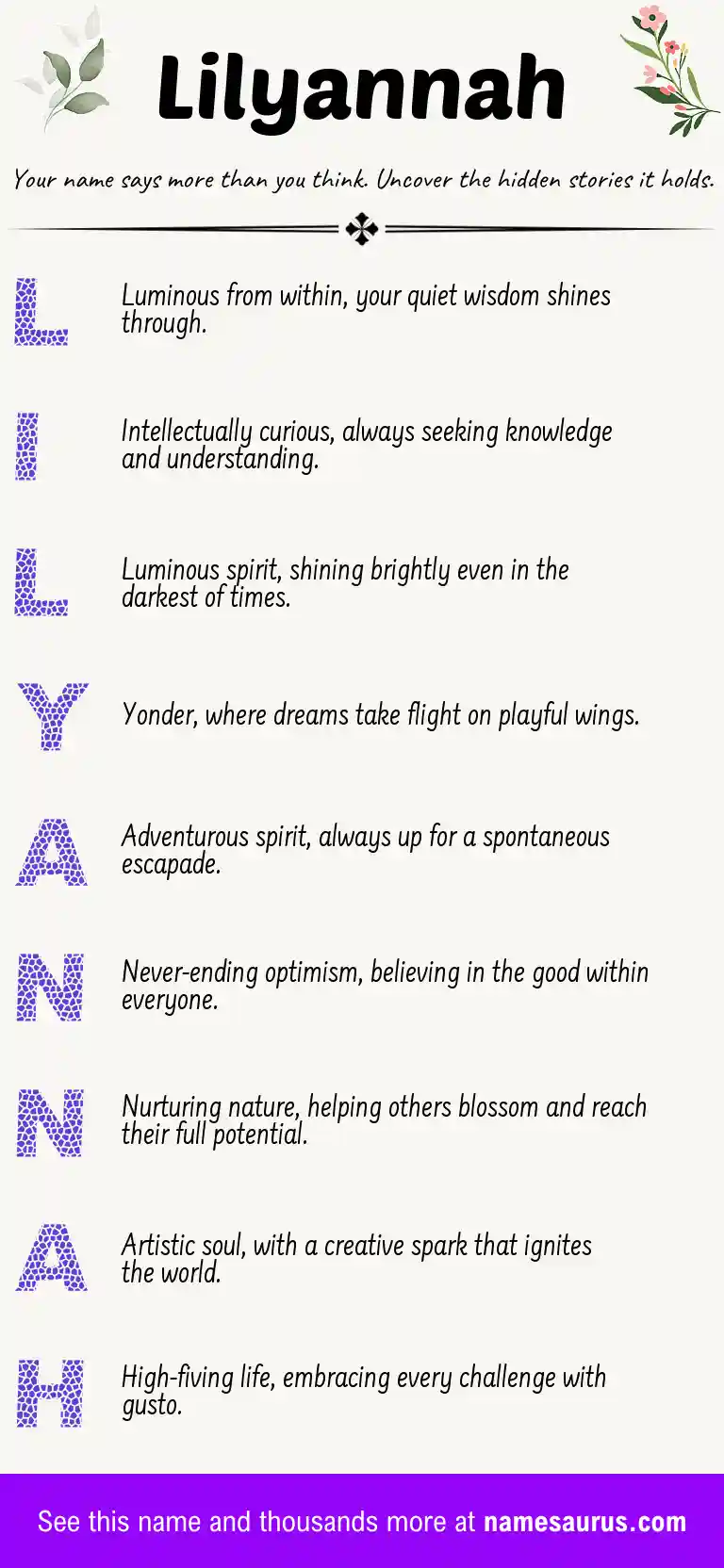 Acrostic poem about Lilyannah.