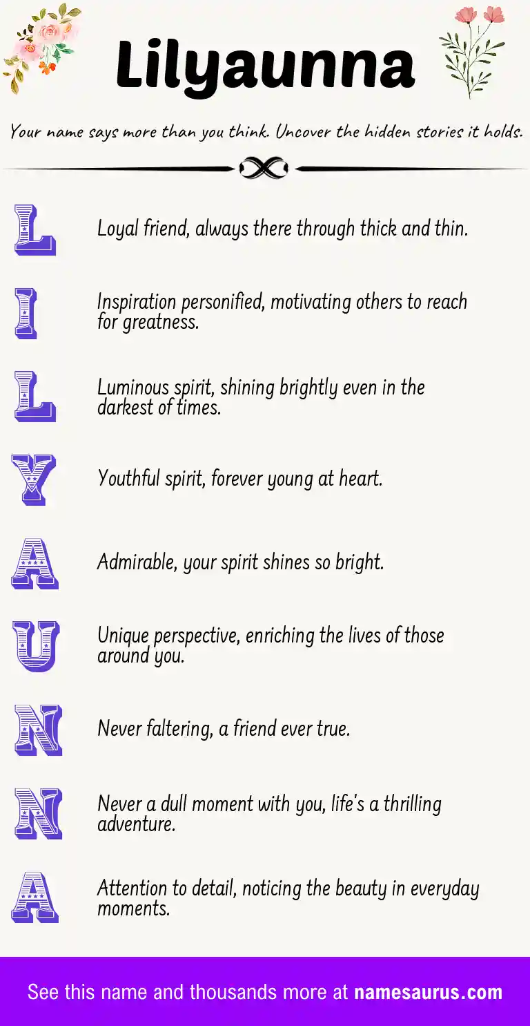 Acrostic poem about Lilyaunna.