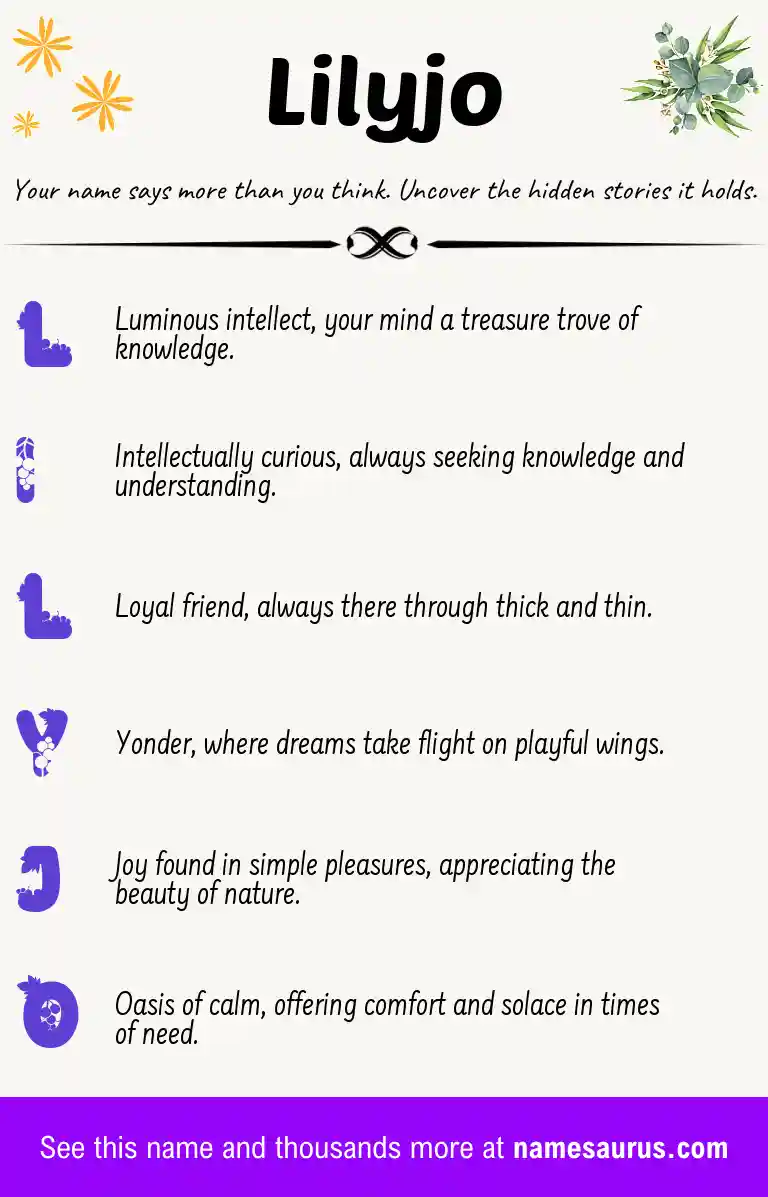 Acrostic poem about Lilyjo.