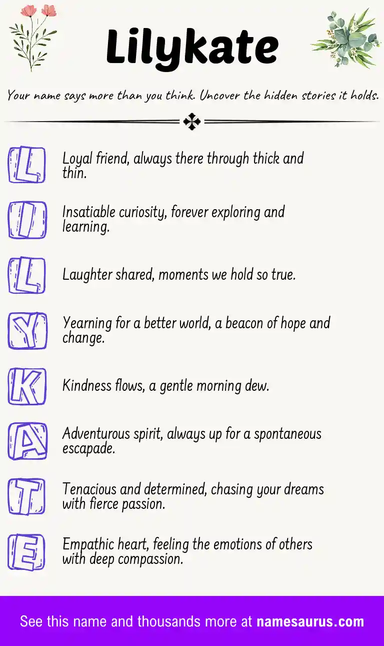 Acrostic poem about Lilykate.