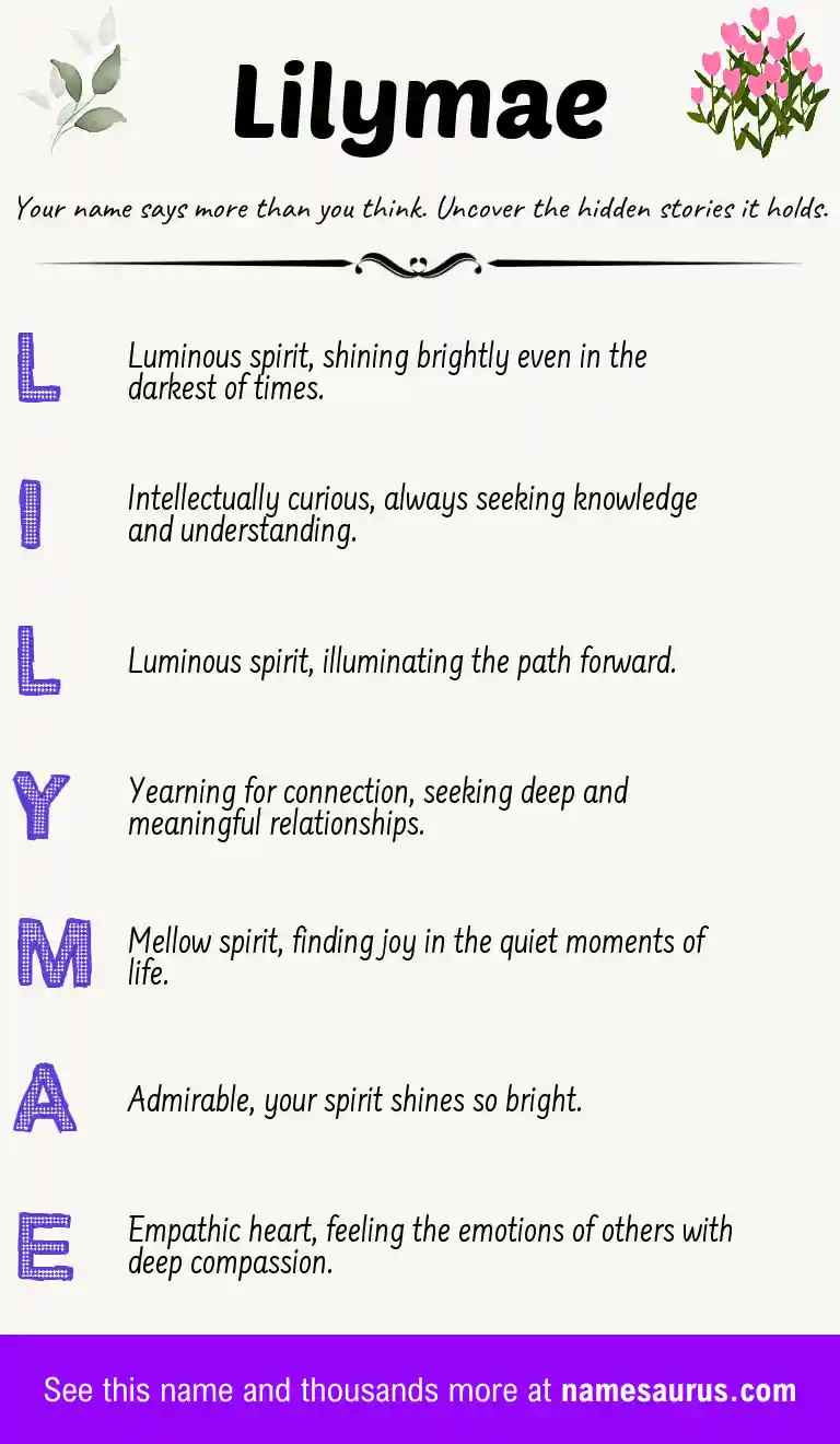 Acrostic poem about Lilymae.