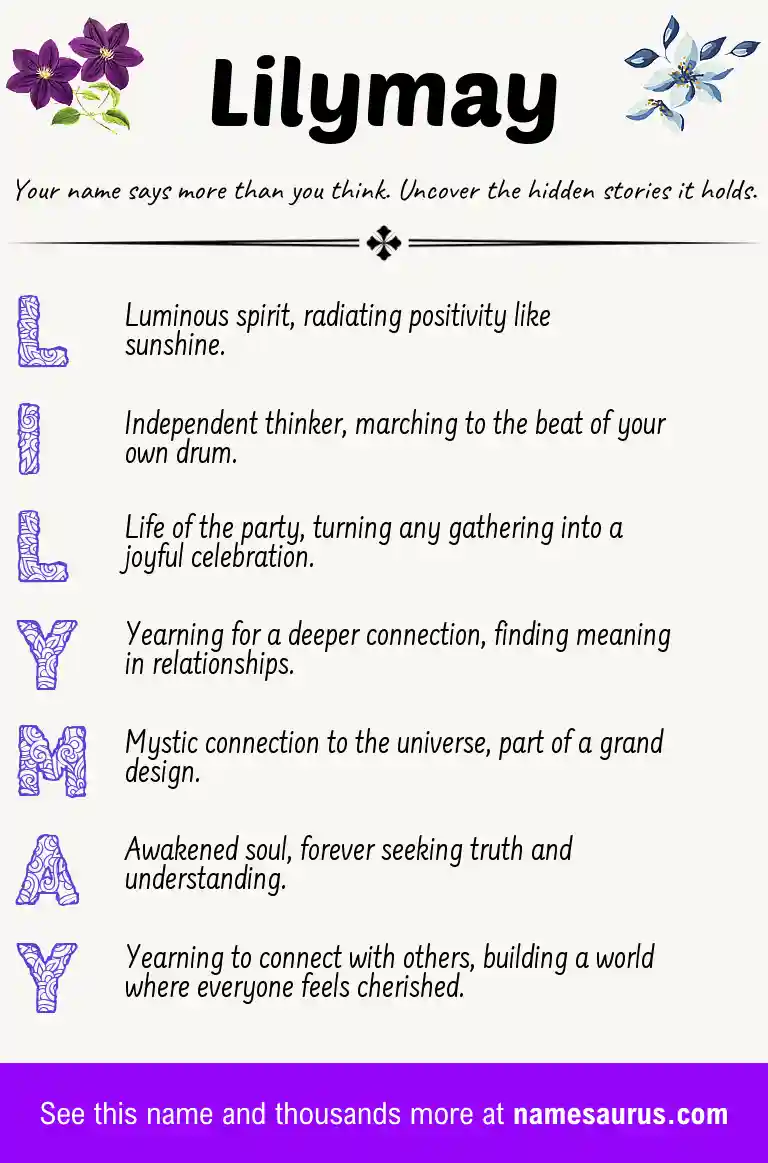 Acrostic poem about Lilymay.