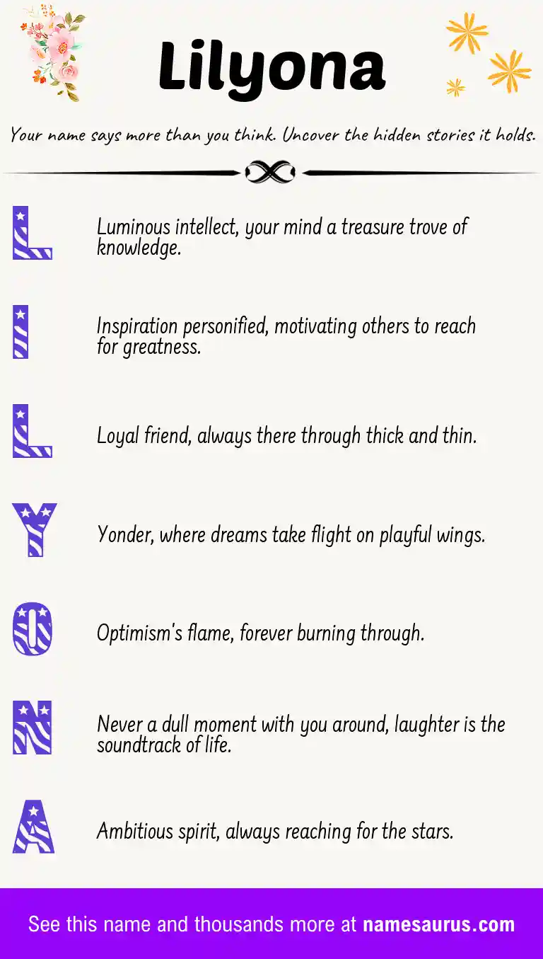 Acrostic poem about Lilyona.
