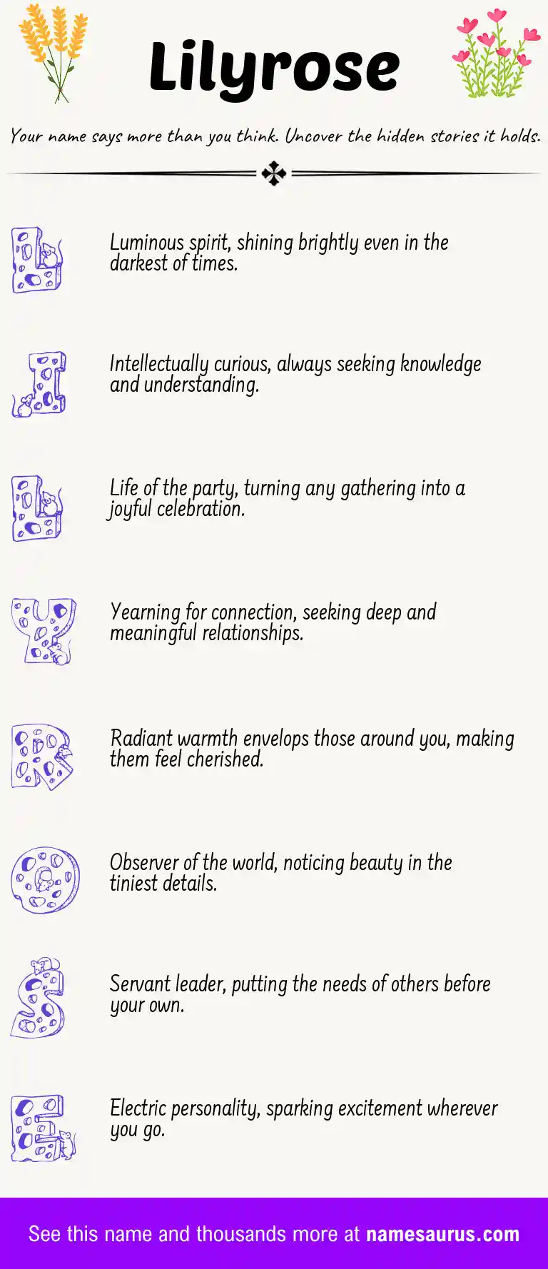 Acrostic poem about Lilyrose.