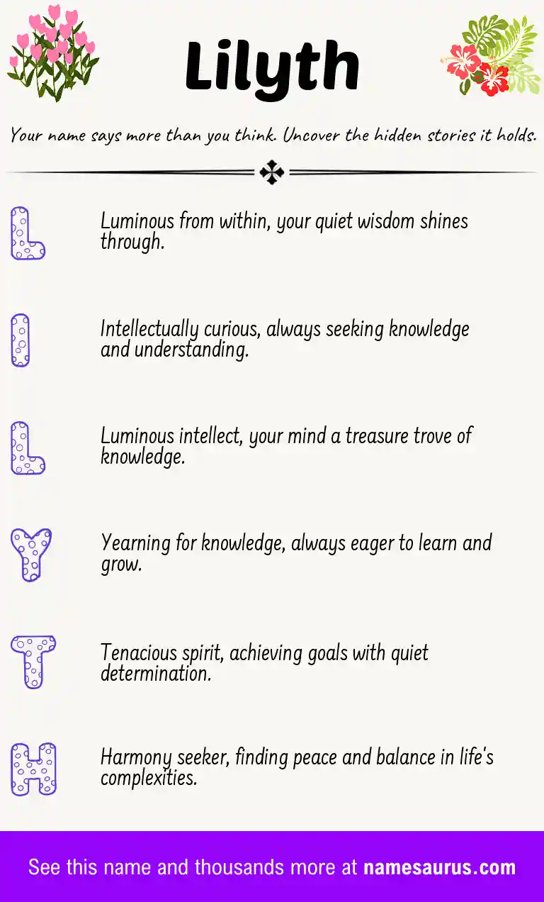 Acrostic poem about Lilyth.