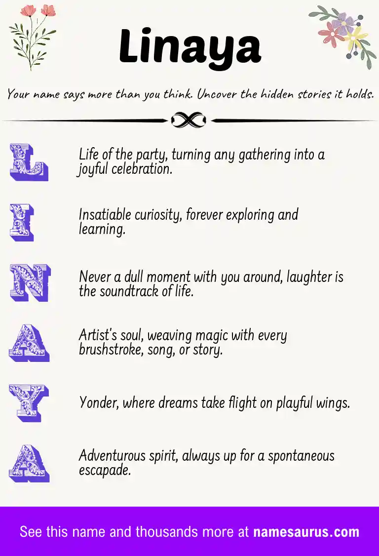 Acrostic poem about Linaya.