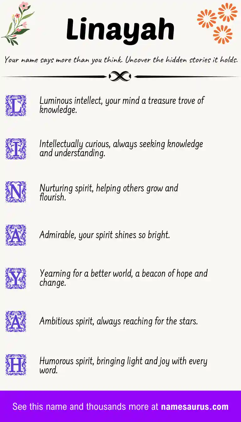 Acrostic poem about Linayah.
