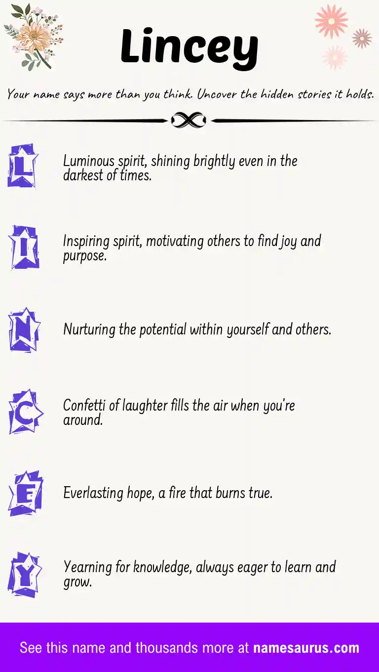 Acrostic poem about Lincey.