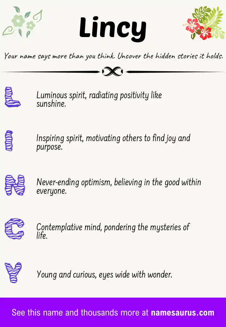 Acrostic poem about Lincy.