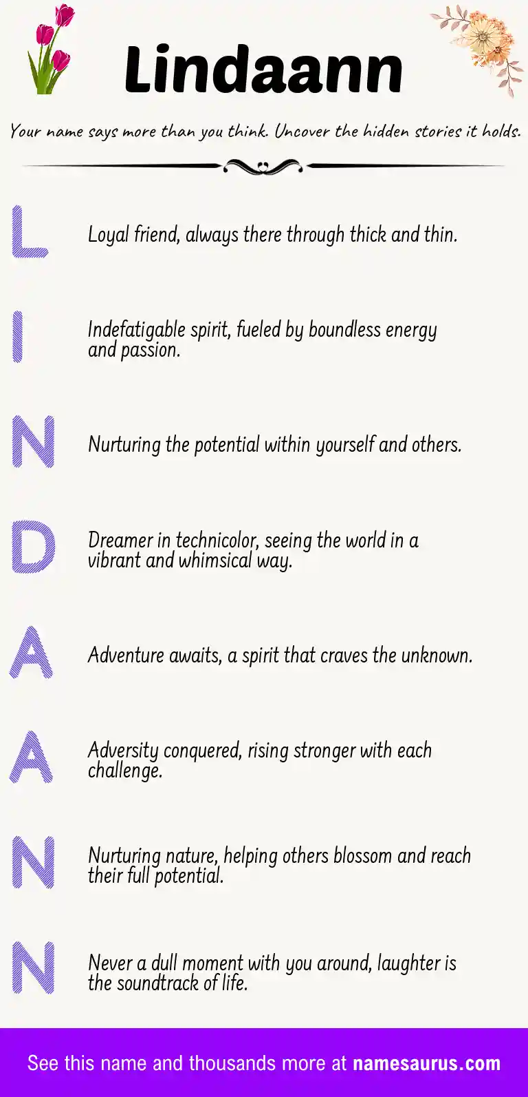 Acrostic poem about Lindaann.