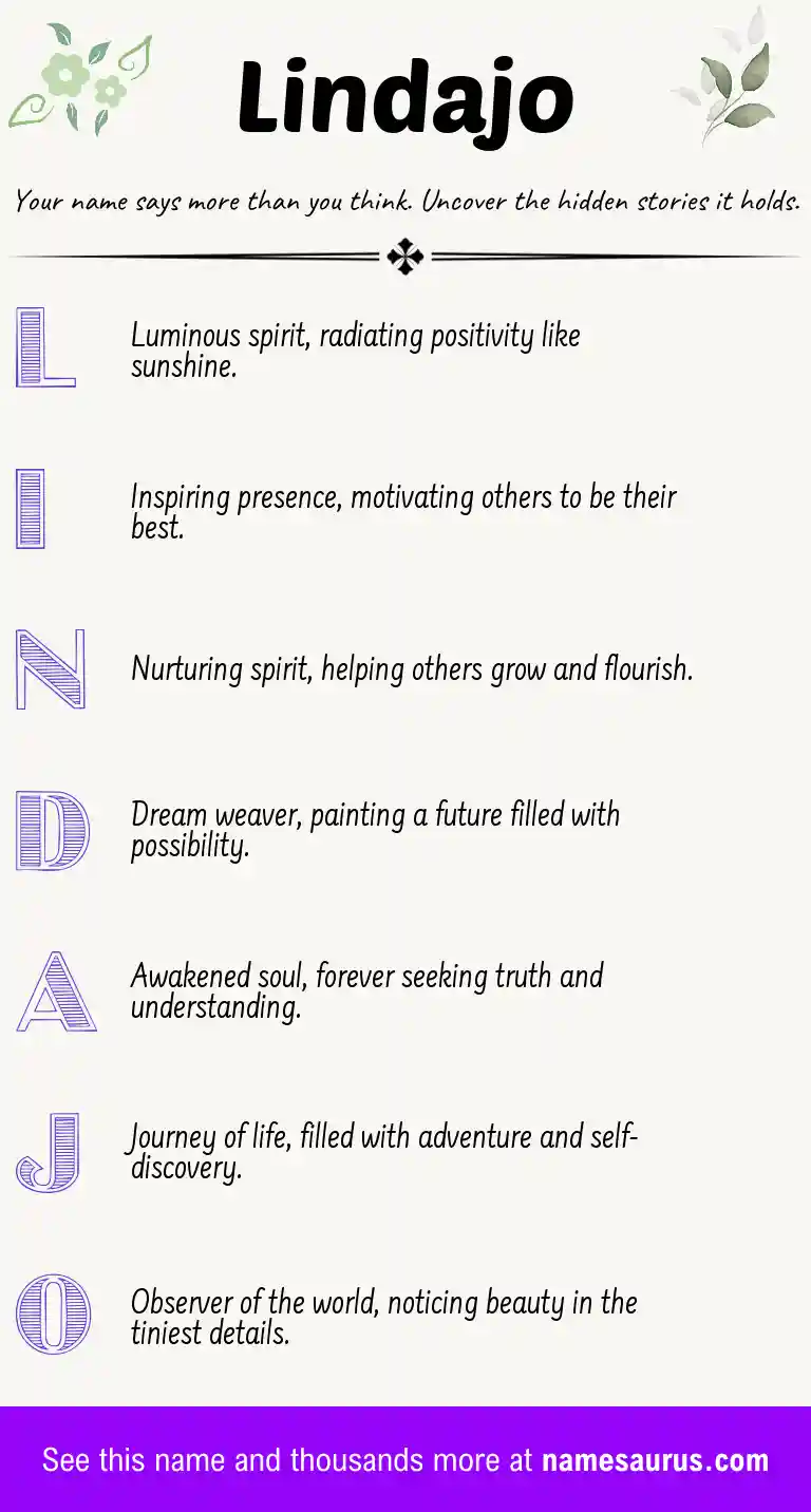 Acrostic poem about Lindajo.
