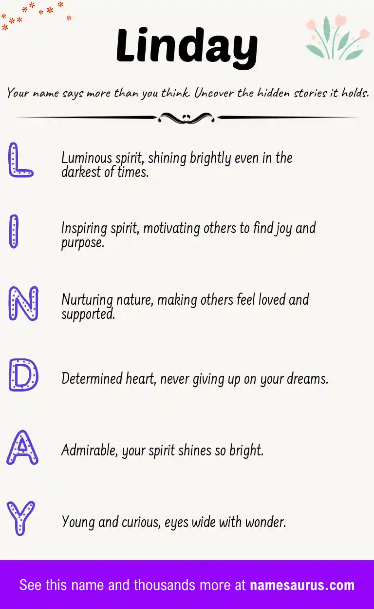 Acrostic poem about Linday.