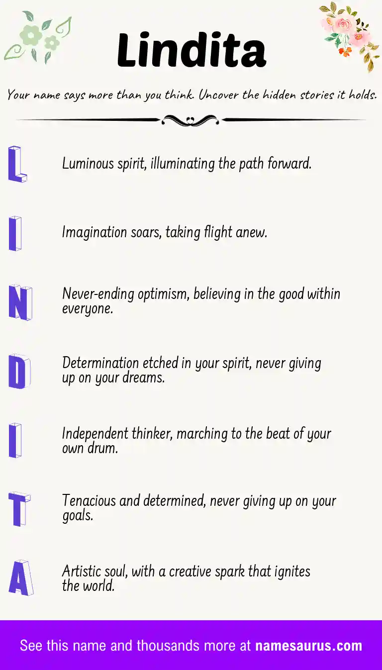 Acrostic poem about Lindita.