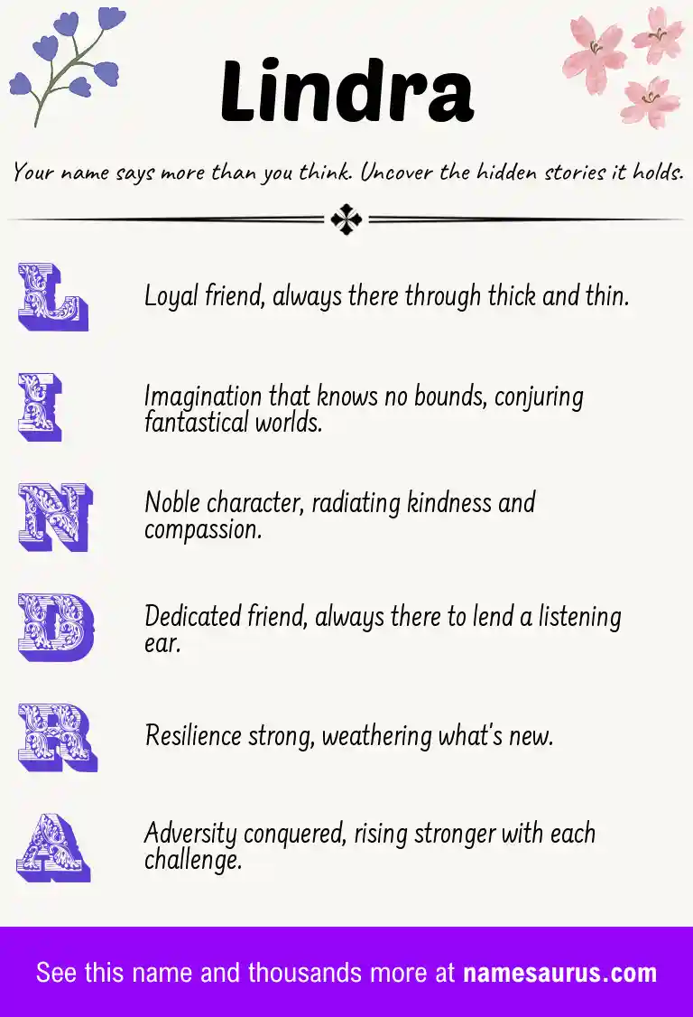 Acrostic poem about Lindra.