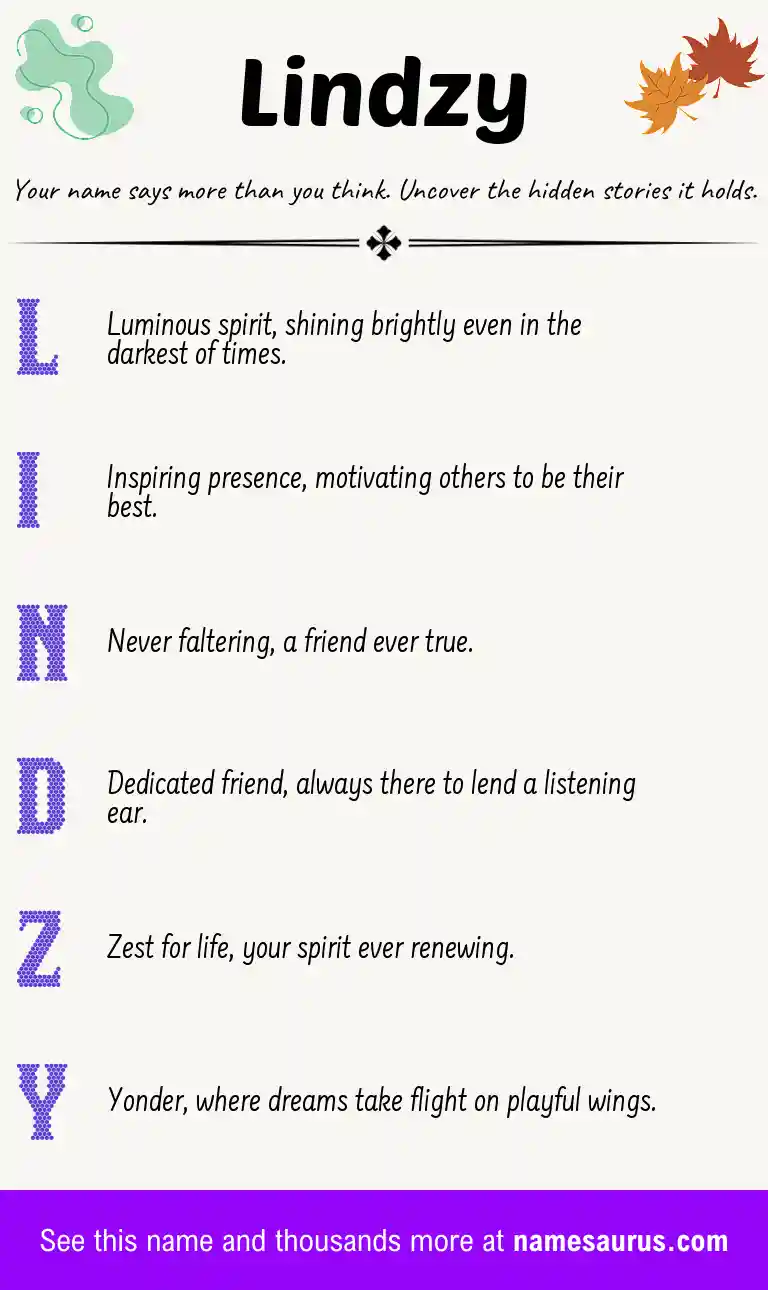 Acrostic poem about Lindzy.