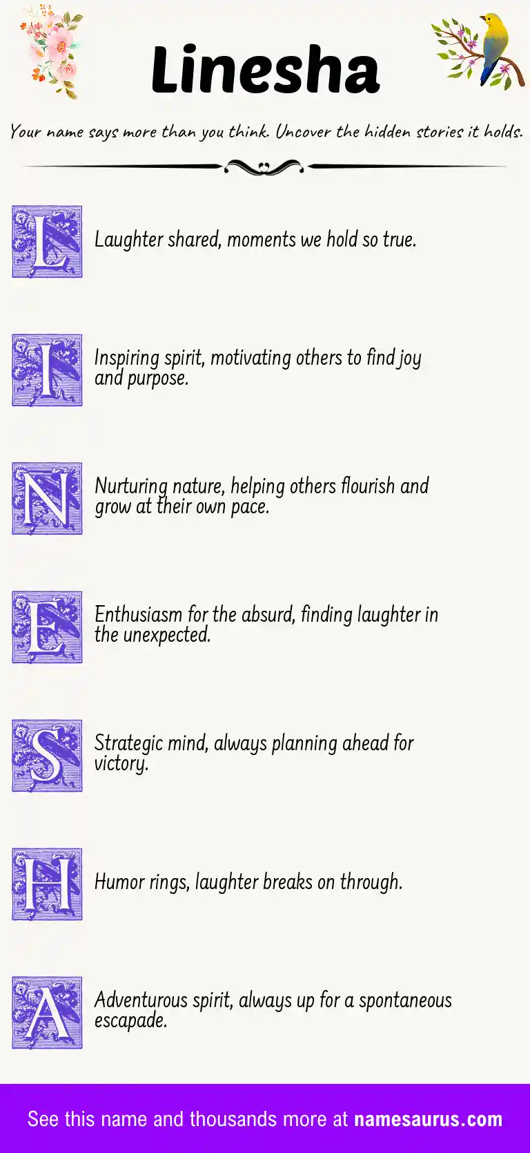 Acrostic poem about Linesha.