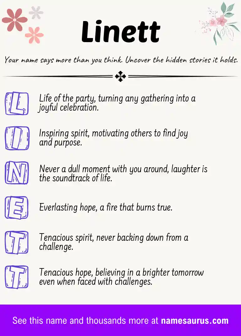Acrostic poem about Linett.