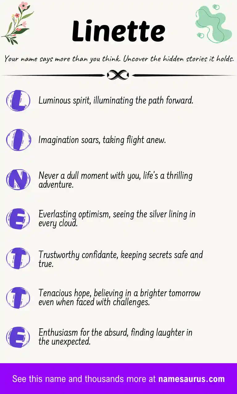 Acrostic poem about Linette.
