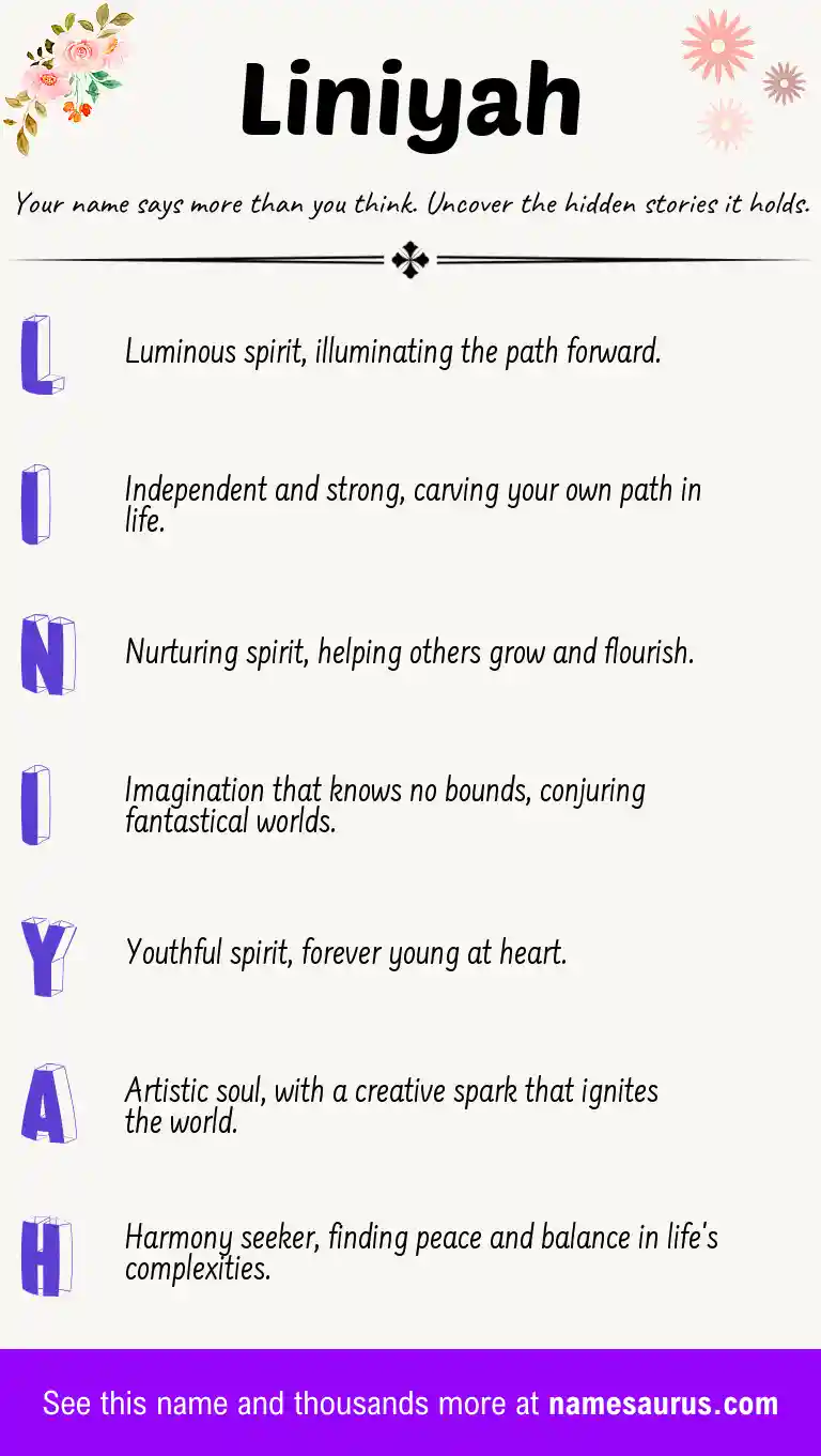 Acrostic poem about Liniyah.