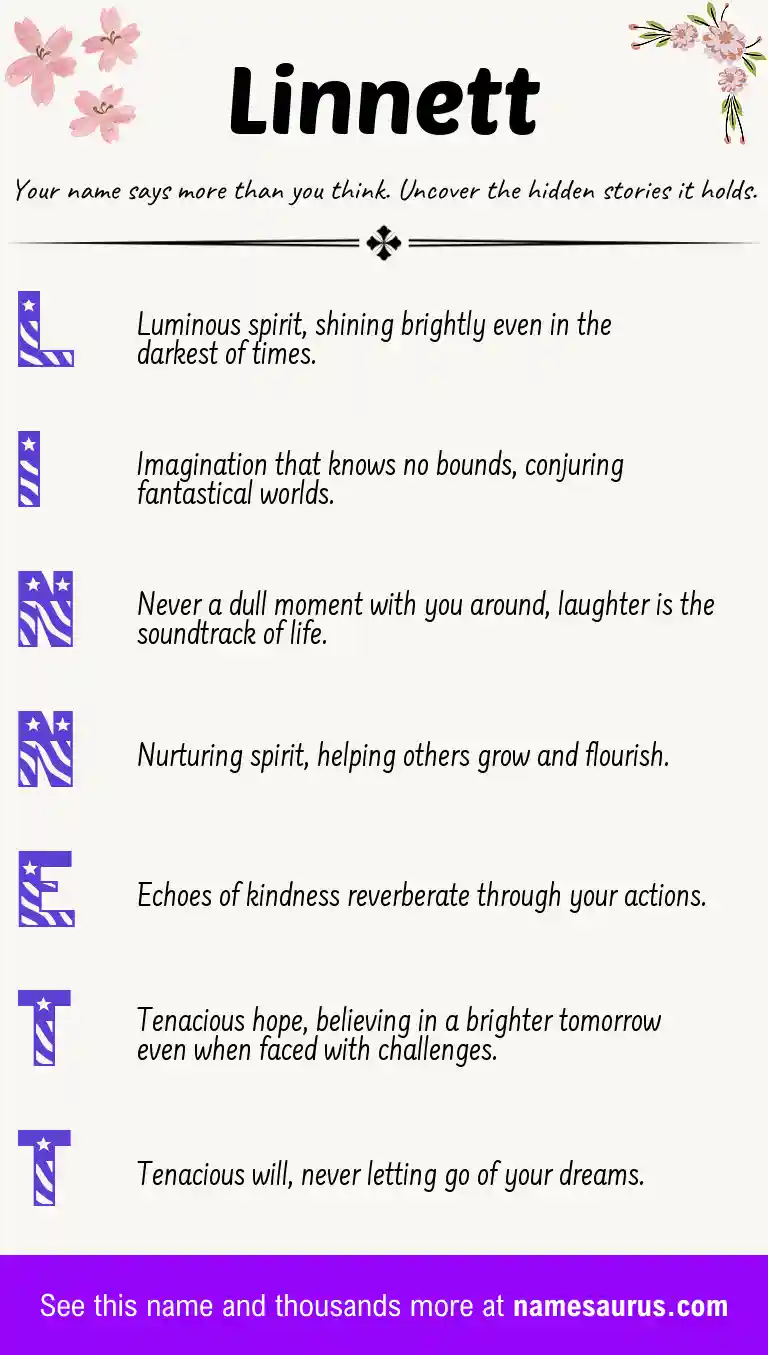Acrostic poem about Linnett.