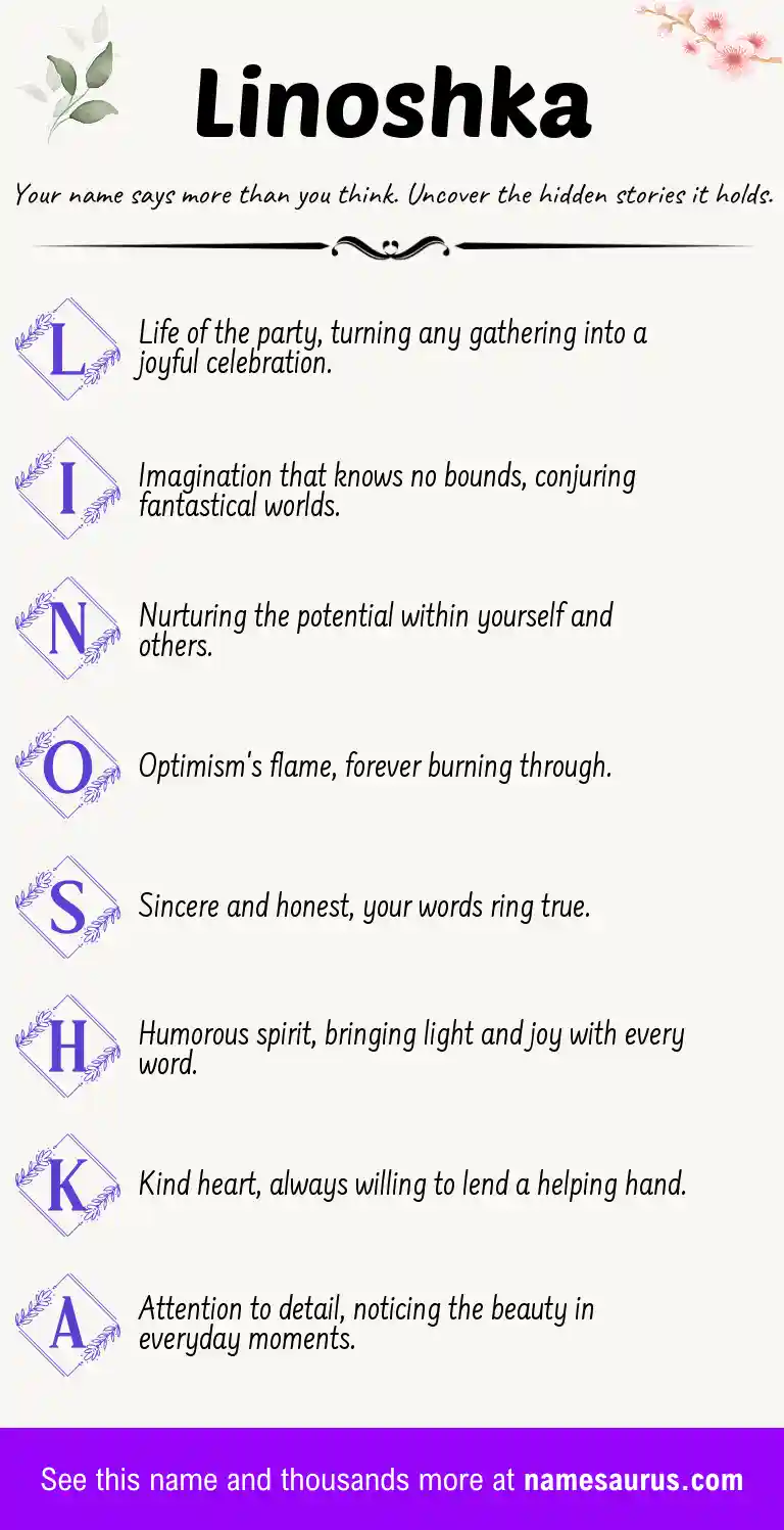 Acrostic poem about Linoshka.