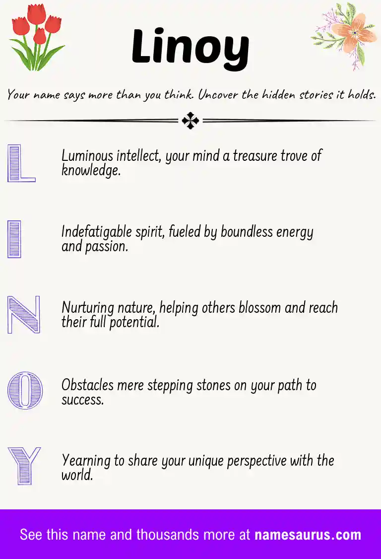 Acrostic poem about Linoy.