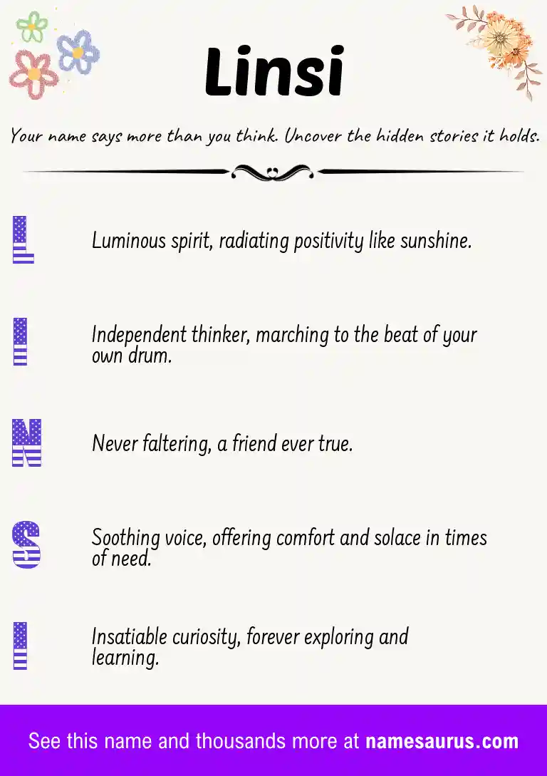 Acrostic poem about Linsi.