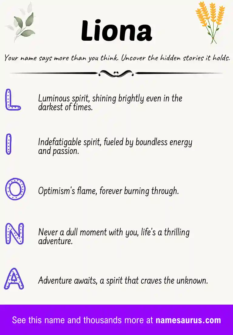 Acrostic poem about Liona.