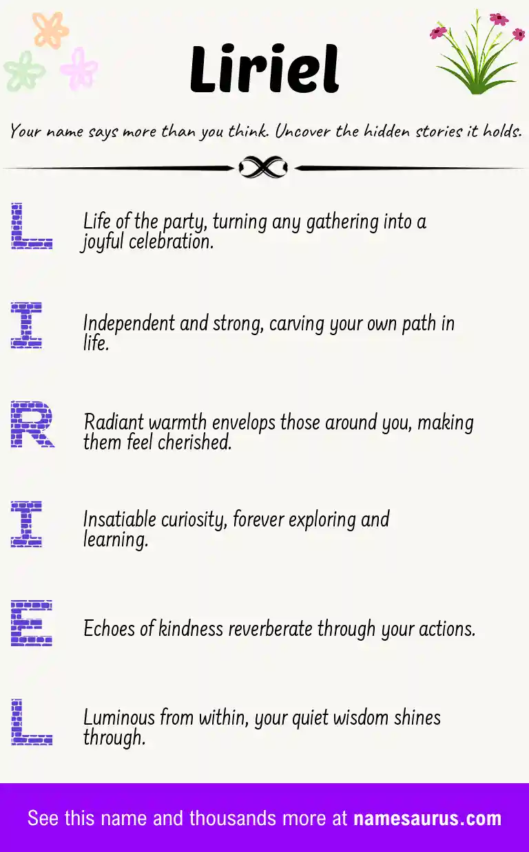 Acrostic poem about Liriel.