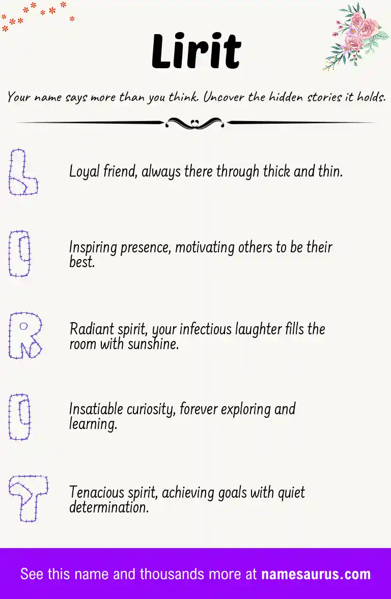 Acrostic poem about Lirit.
