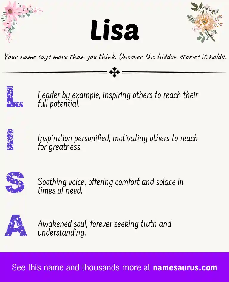 Acrostic poem about Lisa.
