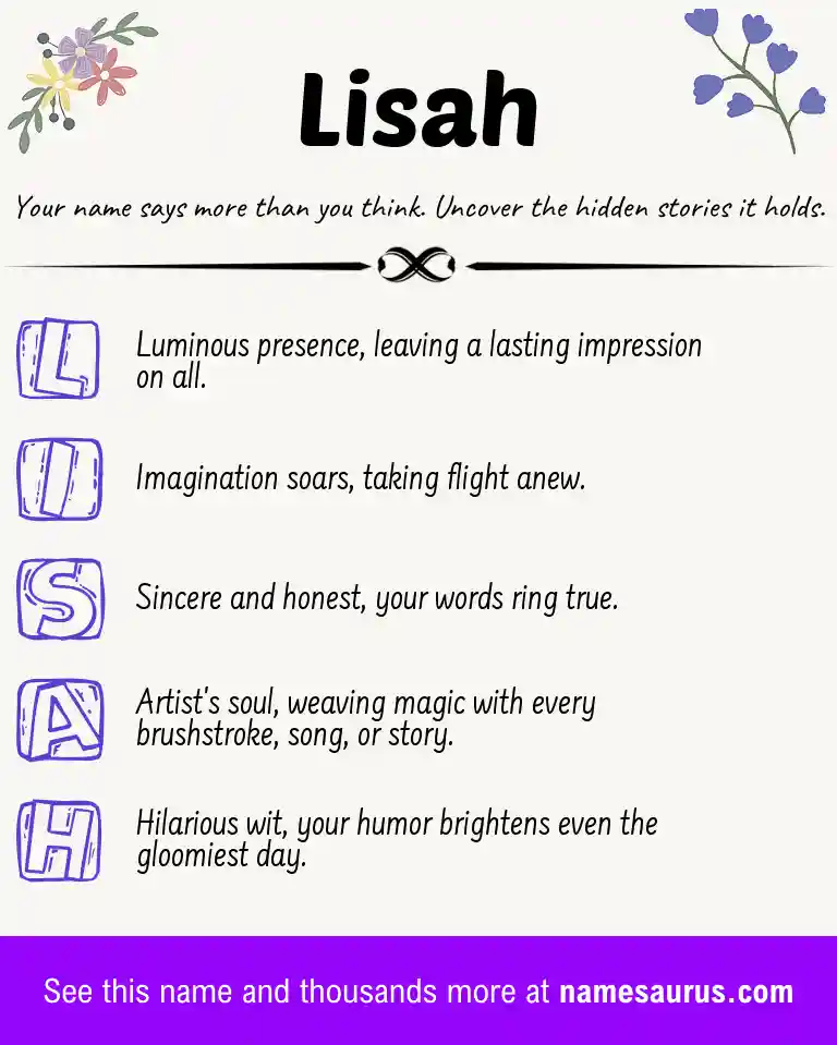 Acrostic poem about Lisah.