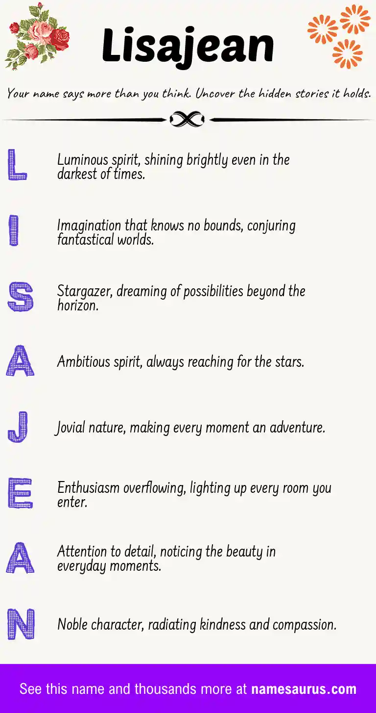 Acrostic poem about Lisajean.