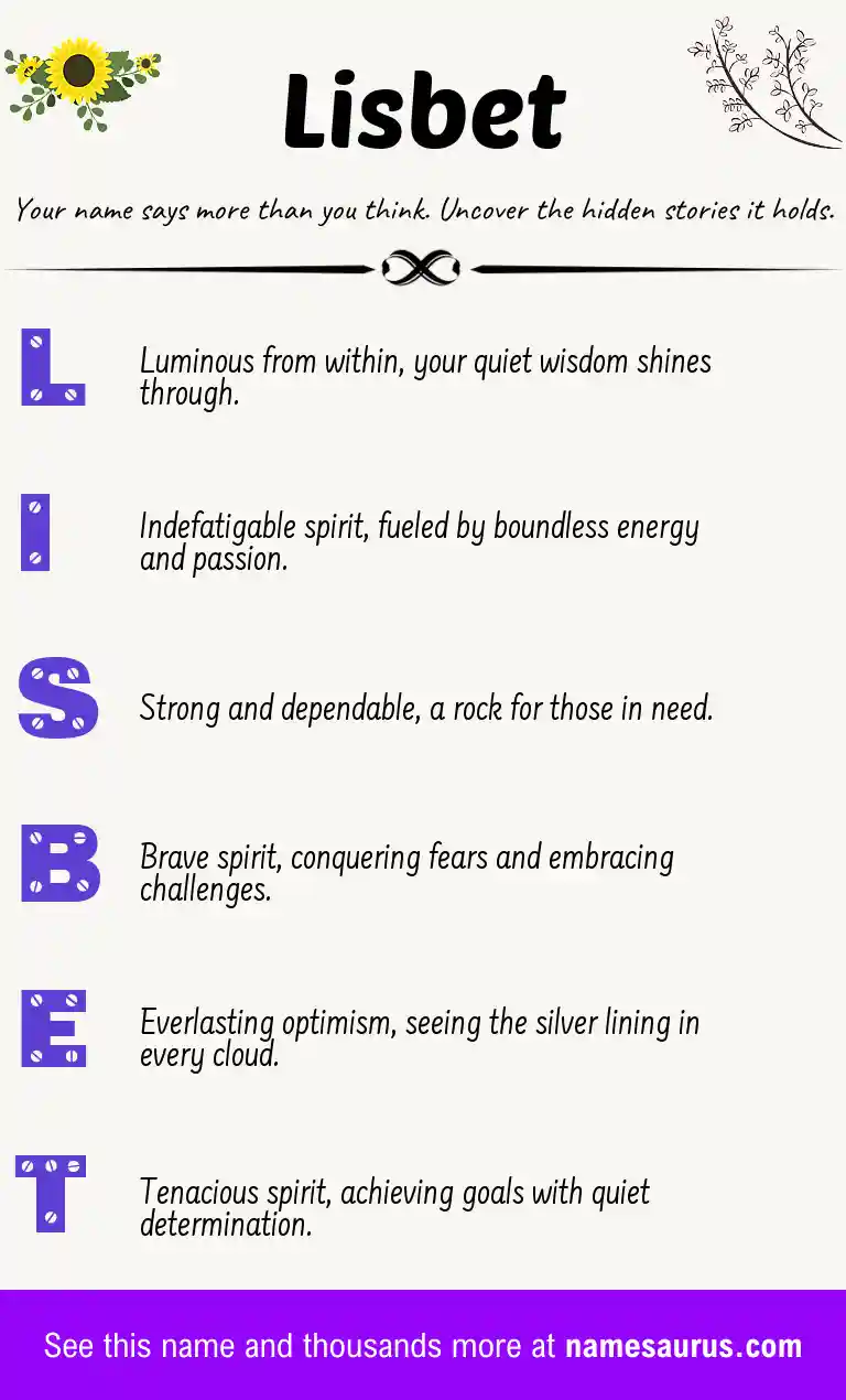 Acrostic poem about Lisbet.